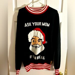 Men's XL Tipsy Elves Ugly Xmas Sweater "Ask your mom if I'm real"